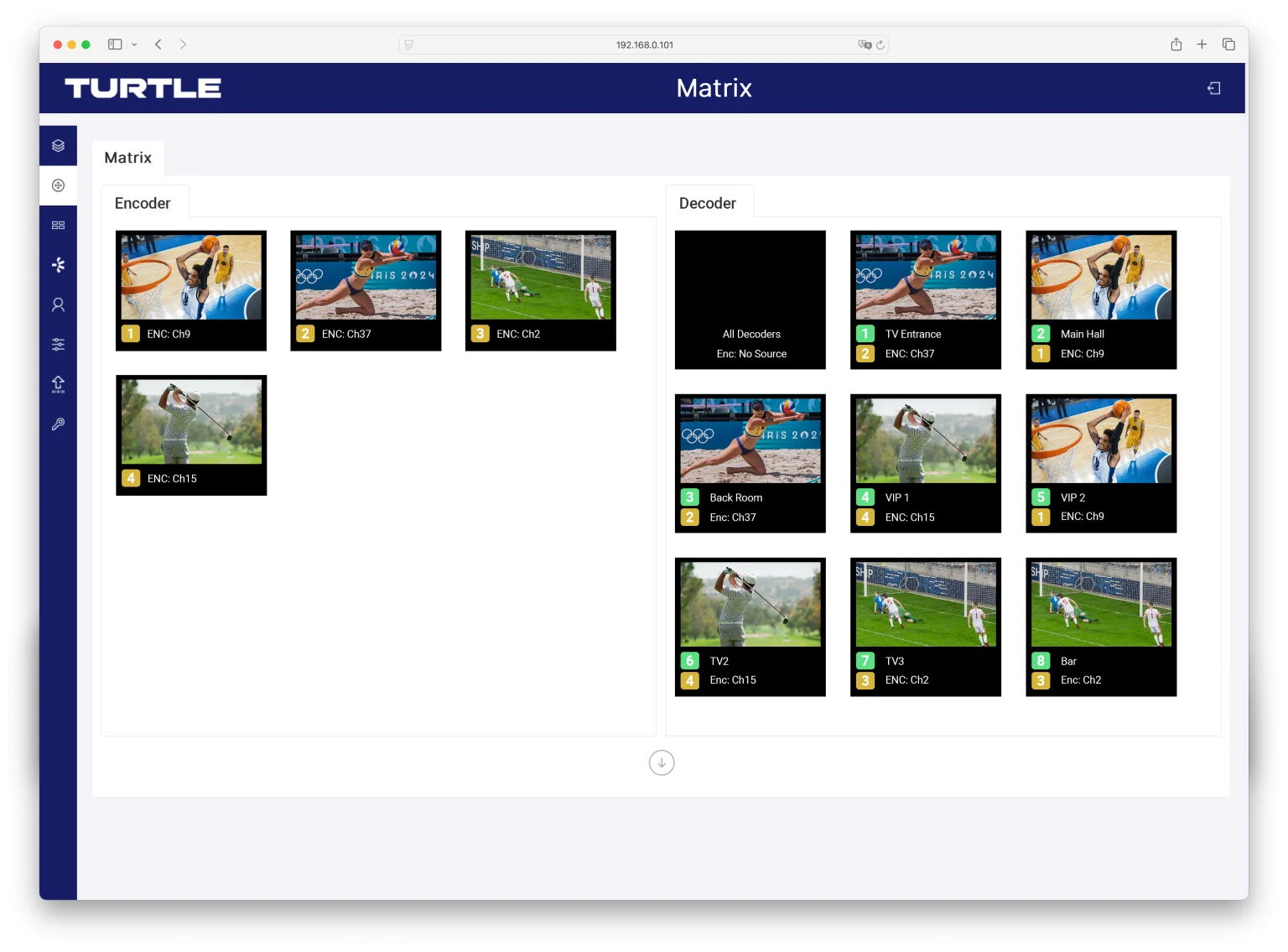 Turtle AV Chazy Control - Interface - Matrix